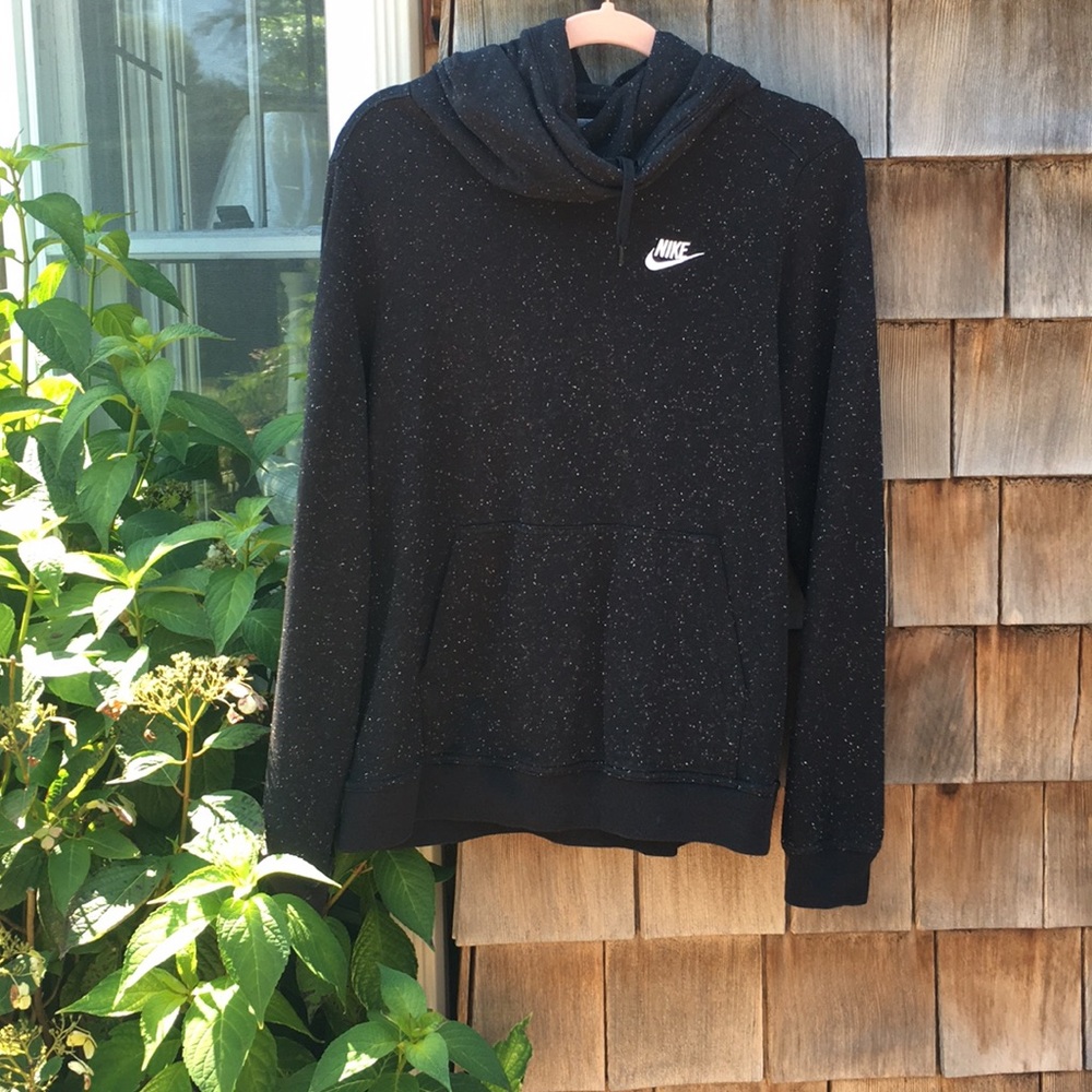 Nike cowl neck confetti speckled black hoodie L